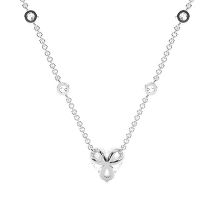 Solitär-Anhänger im Floralen-Look mit Diamantkette