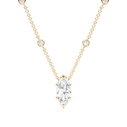 Floral look Solitaire Pendant with Diamond Chain