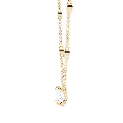 Solitär-Anhänger im Floralen-Look mit Diamantkette