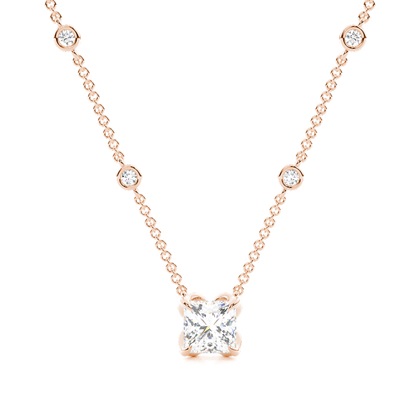 Floral look Solitaire Pendant with Diamond Chain