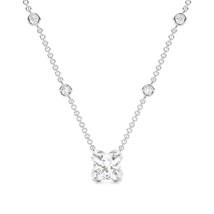 Floral look Solitaire Pendant with Diamond Chain
