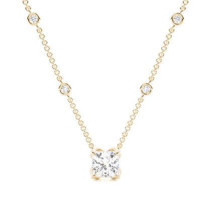 Floral look Solitaire Pendant with Diamond Chain