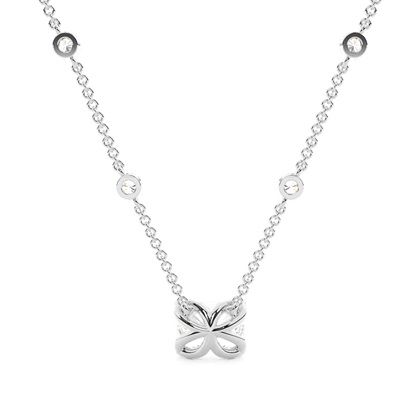 Solitär-Anhänger im Floralen-Look mit Diamantkette