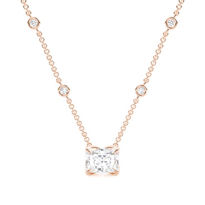 Floral look Solitaire Pendant with Diamond Chain
