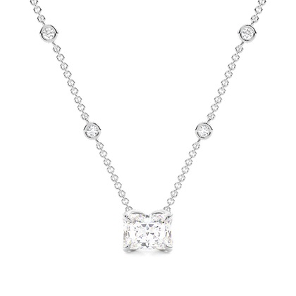 Floral look Solitaire Pendant with Diamond Chain