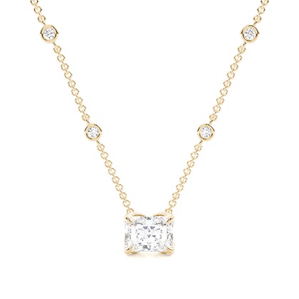 Floral look Solitaire Pendant with Diamond Chain