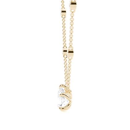 Solitär-Anhänger im Floralen-Look mit Diamantkette