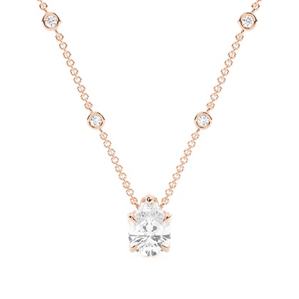 Floral look Solitaire Pendant with Diamond Chain