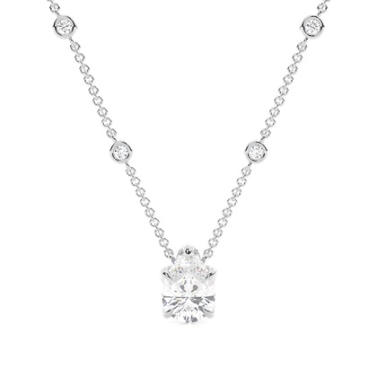 Floral look Solitaire Pendant with Diamond Chain