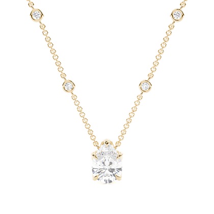 Floral look Solitaire Pendant with Diamond Chain