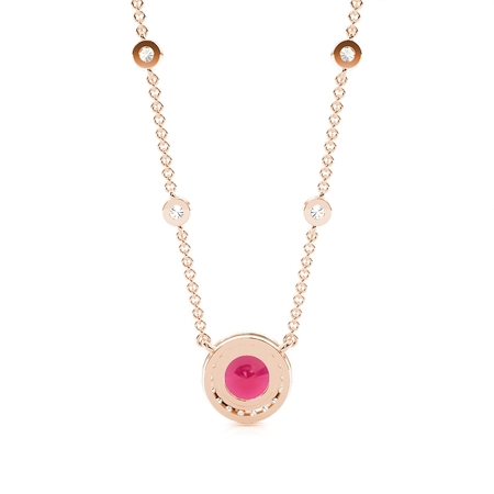 Rubin Halo Anhänger mit Diamant Kette