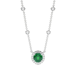 Smaragd Halo Anhänger mit Diamant Kette