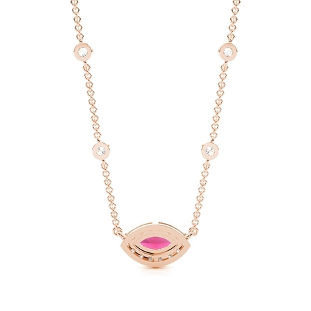 Rubin Halo Anhänger mit Diamant Kette