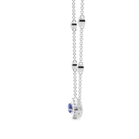 Blauer Saphir Halo Anhänger mit Diamant Kette