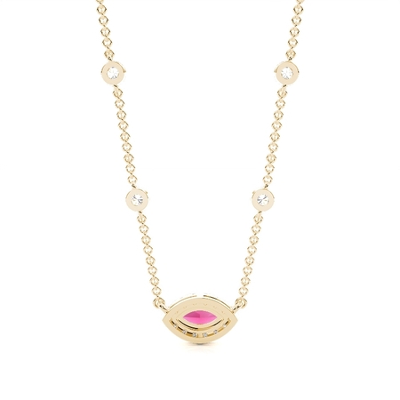 Ruby Halo Pendant with Diamond Chain