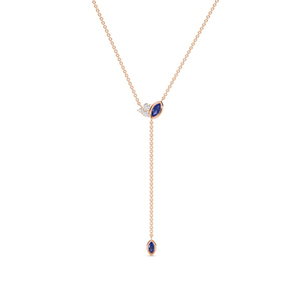 Blue sapphire and diamond lariate necklace