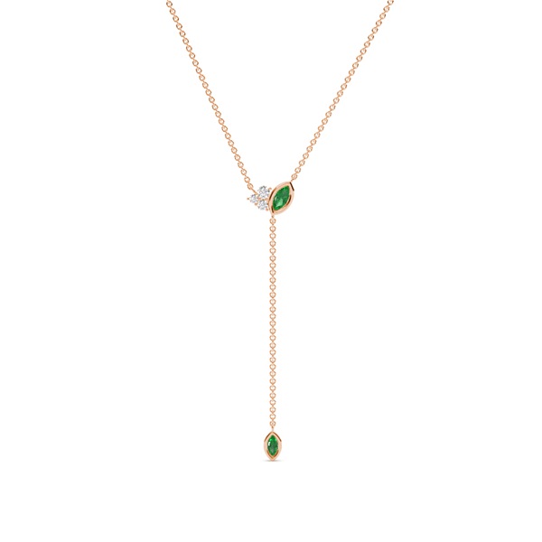 Emerald and diamond lariate necklace