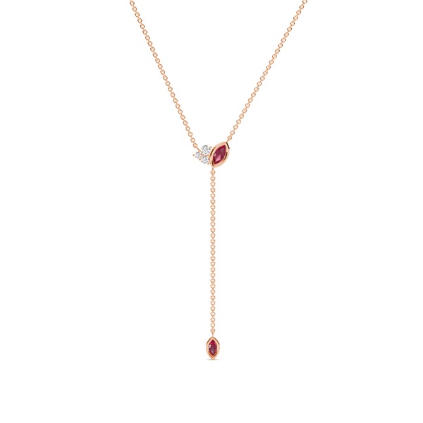 Ruby and diamond lariate necklace