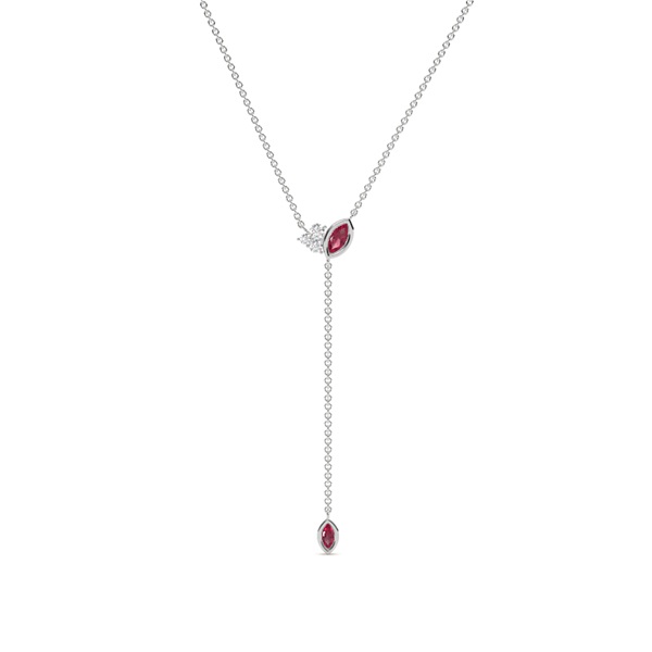 Ruby and diamond lariate necklace