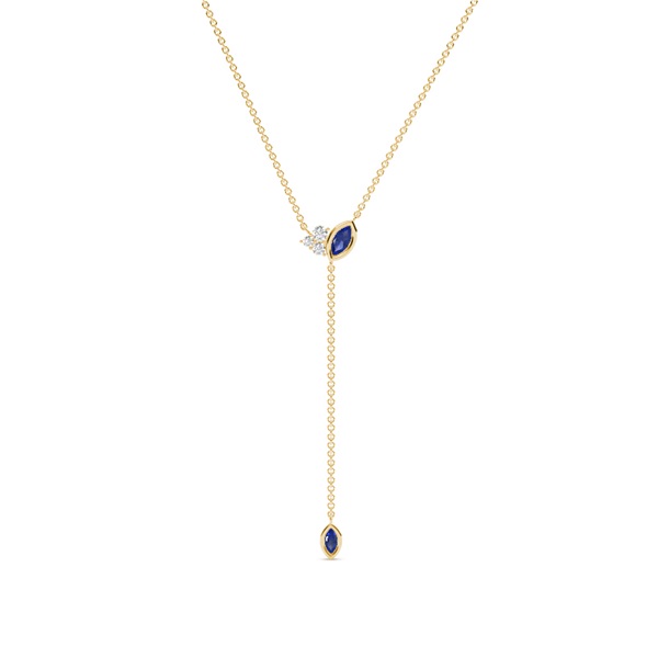 Blue sapphire and diamond lariate necklace