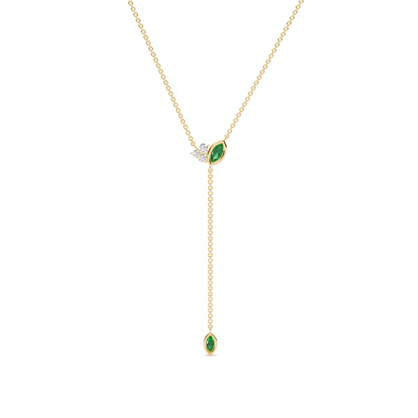 Emerald and diamond lariate necklace