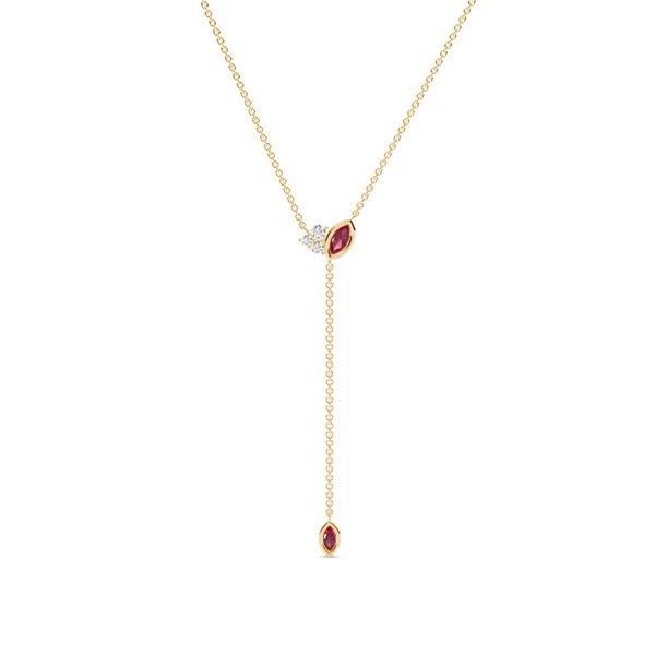 Ruby and diamond lariate necklace