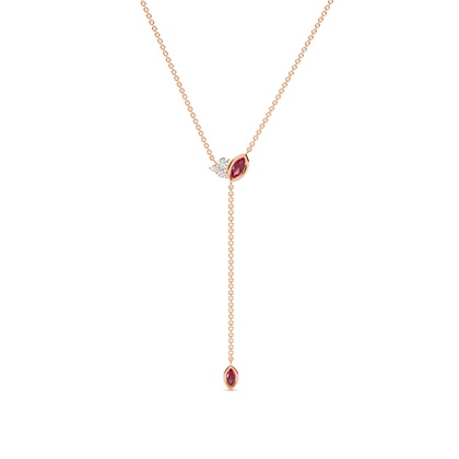 Ruby and diamond lariate necklace