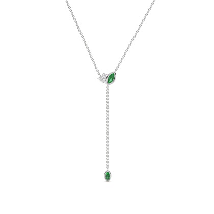 Emerald and diamond lariate necklace
