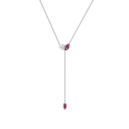 Ruby and diamond lariate necklace