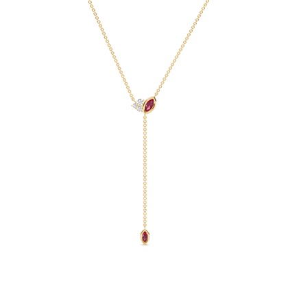 Ruby and diamond lariate necklace