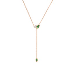 Emerald and diamond lariate necklace