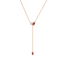 Ruby and diamond lariate necklace