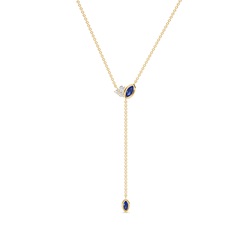 Blue sapphire and diamond lariate necklace