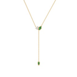 Emerald and diamond lariate necklace
