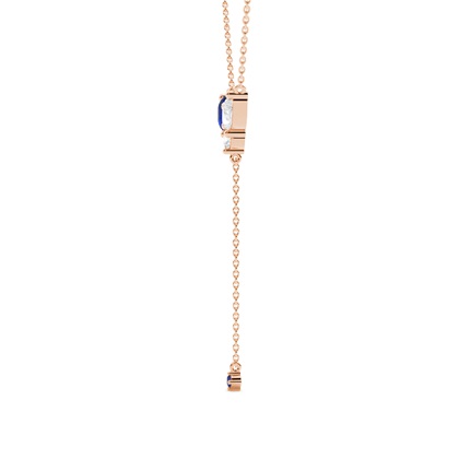 Lariat-Halskette mit blauem Saphir und Diamant-Cluster