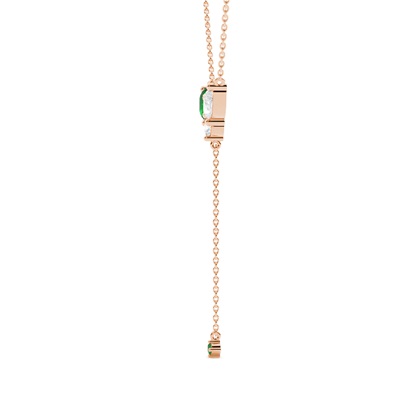 Lariat-Halskette mit Smaragd und Diamant-Cluster