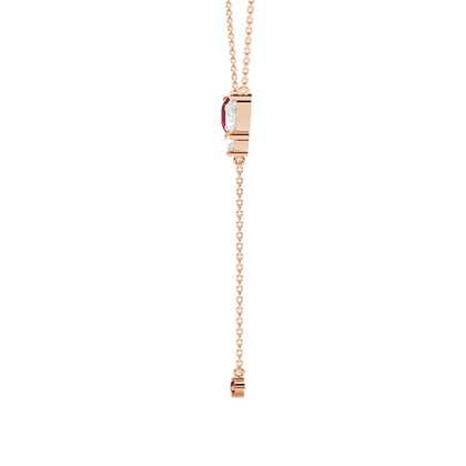Lariat-Halskette mit Rubin und Diamant-Cluster