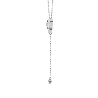 Lariat-Halskette mit blauem Saphir und Diamant-Cluster
