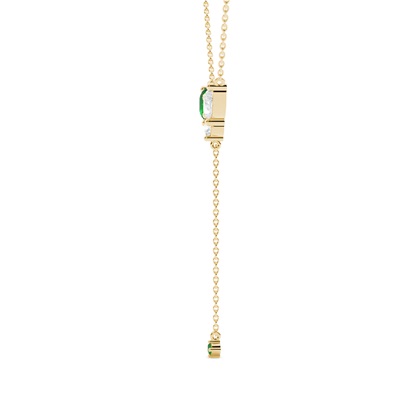 Lariat-Halskette mit Smaragd und Diamant-Cluster