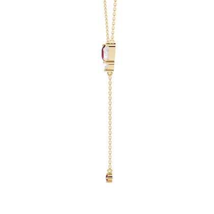Lariat-Halskette mit Rubin und Diamant-Cluster