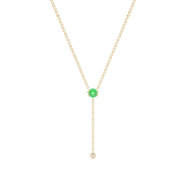 Zarte Lariat-Halskette mit rundem Smaragd