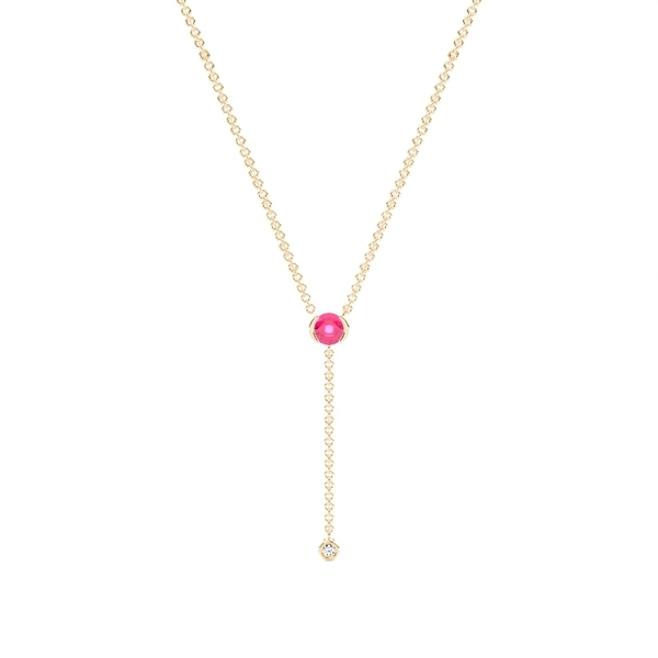 Zarte Lariat-Halskette mit rundem Rubin