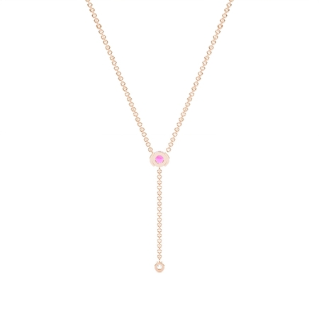 Round Ruby Delicate Chain Lariate Necklace