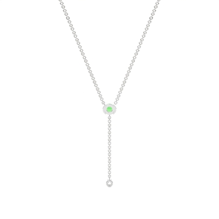 Zarte Lariat-Halskette mit rundem Smaragd