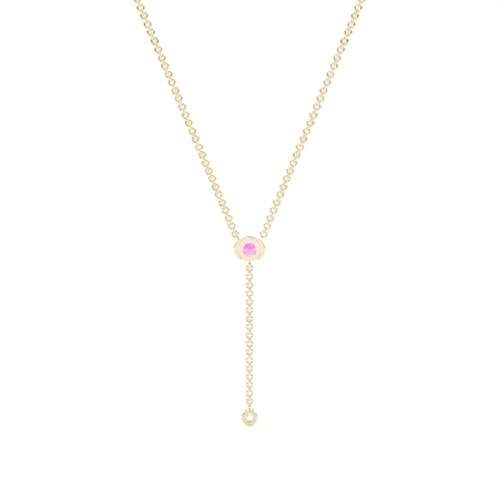 Round Ruby Delicate Chain Lariate Necklace