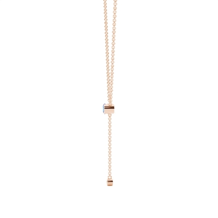 Zarte Lariat-Halskette mit rundem blauen Saphir