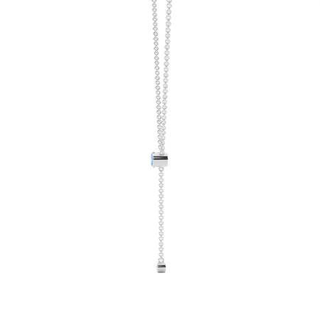 Zarte Lariat-Halskette mit rundem blauen Saphir