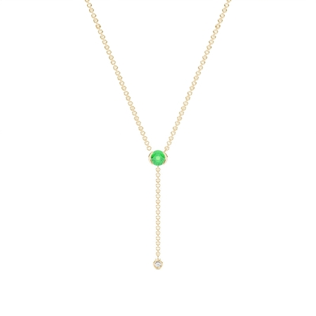 Zarte Lariat-Halskette mit rundem Smaragd