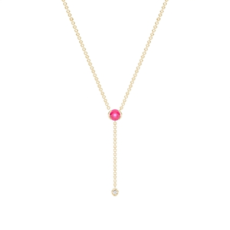 Zarte Lariat-Halskette mit rundem Rubin