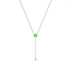 Round Emerald Delicate Chain Lariate Necklace